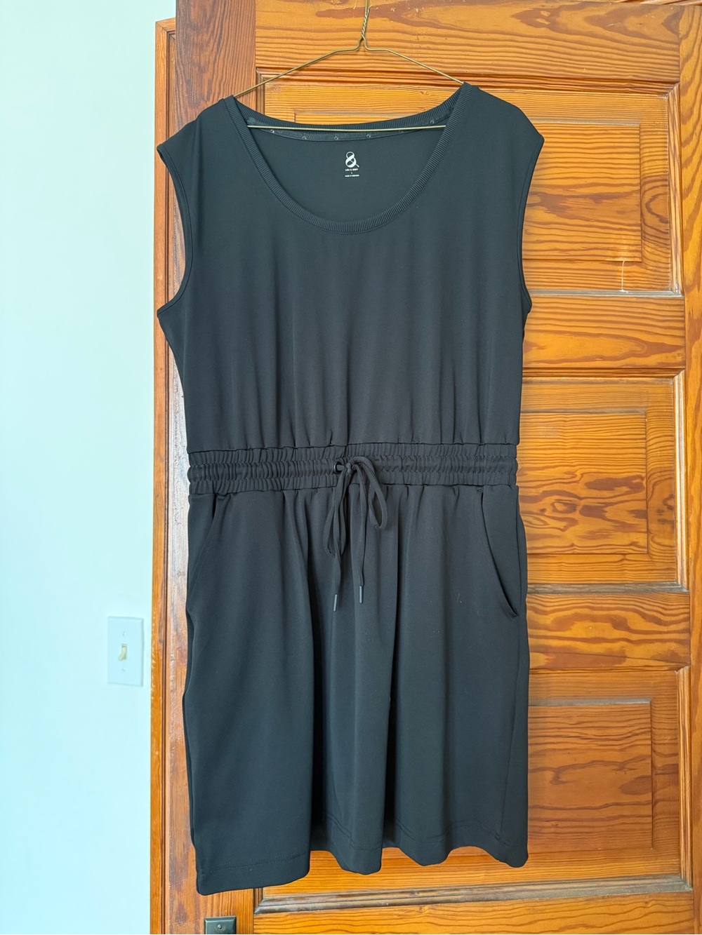 Lou & Grey Black Sleeveless Drawstring Waist Mini Dress